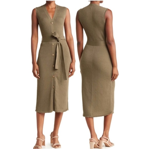 MAGASCHONI Rib Belted Waist Dress NWT - Picture 1 of 2
